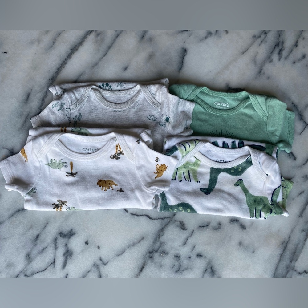 Carter's Baby Boy Bodysuits - Dinosaur Designs 4 Pack